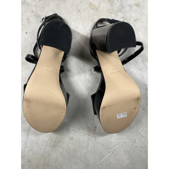 Nine West Platform Sandals Women’s 7 Black Patent Strappy Ankle - Picture 10 of 10
